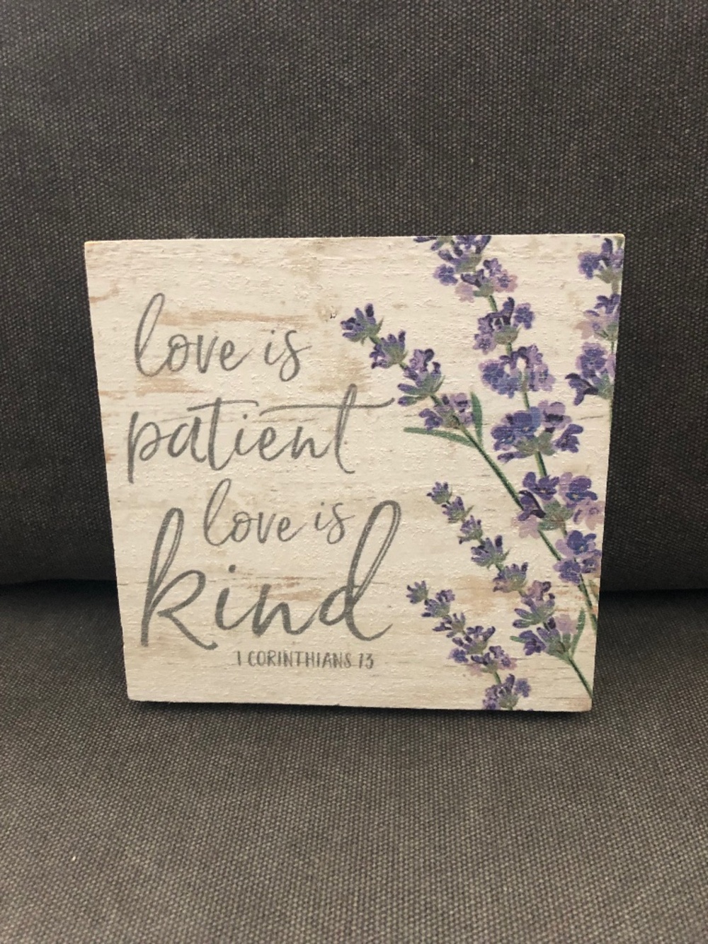 Wooden painted decor sign Love Is Patient Love Is Kind